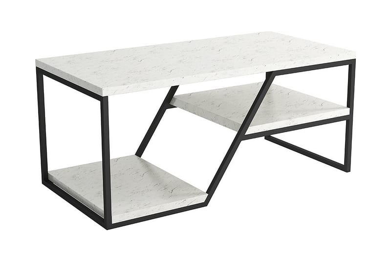 Grinstead Soffbord 100 cm med Förvaring Hylla Marmormönster - Vit/Svart - Möbler - Bord & matgrupper - Soffbord