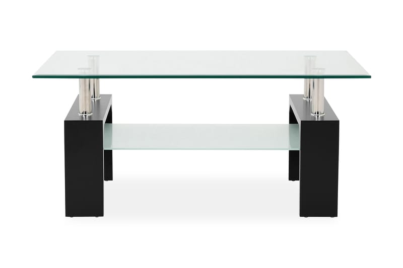 Gylle Soffbord 100 cm med Förvaring Hylla - Glas/Svart/Krom - Trädgård & spabad - Utomhusbad - Pool & spatillbehör - Poolhåv