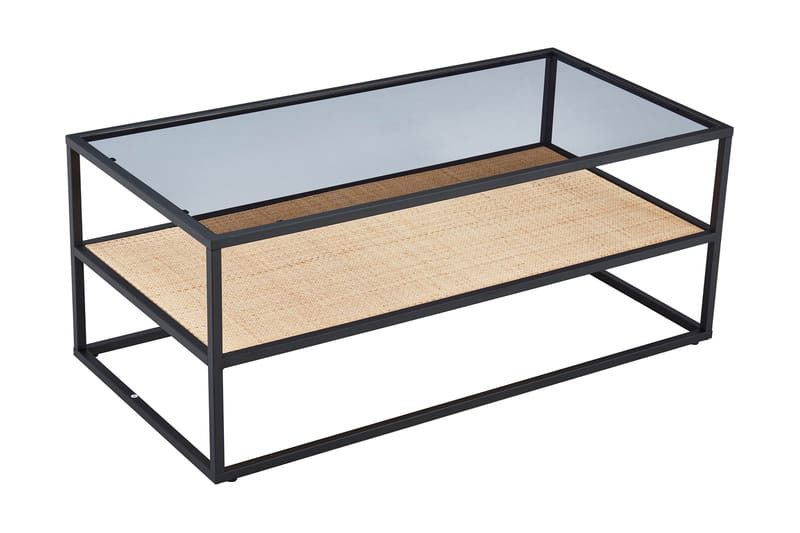 Hacksta Soffbord 120 cm med Förvaring Hylla - Glas/Rotting/Svart - Möbler - Bord & matgrupper - Soffbord