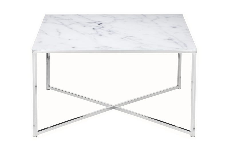 Hammelin Soffbord 80 cm Marmormönster - Glas/Vit/Krom - Möbler - Bord & matgrupper - Soffbord