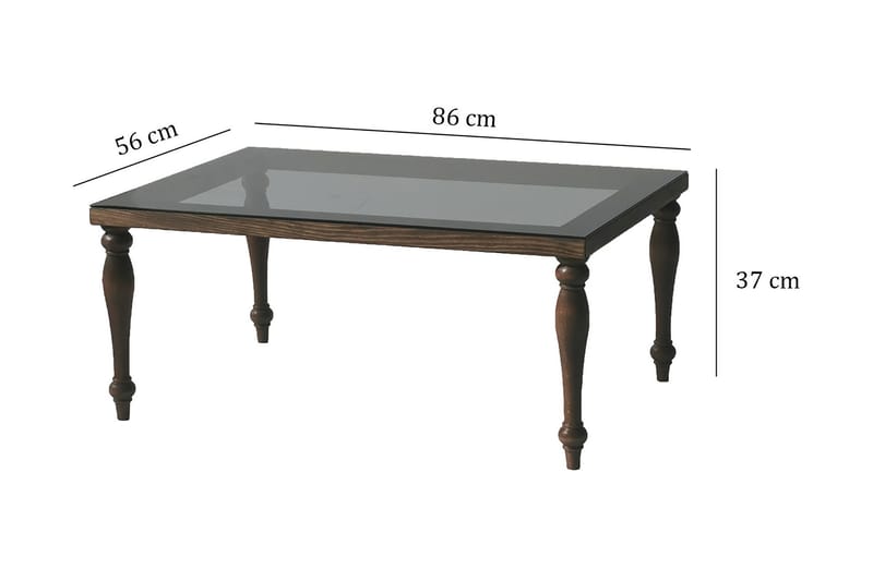 Harrenhal Soffbord 86 cm - Valnöt/Grå/Glas - Möbler - Bord & matgrupper - Soffbord