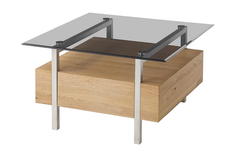 Hatfields Soffbord 80 cm - Ek/Glas/Grå - Möbler - Bord & matgrupper - Soffbord