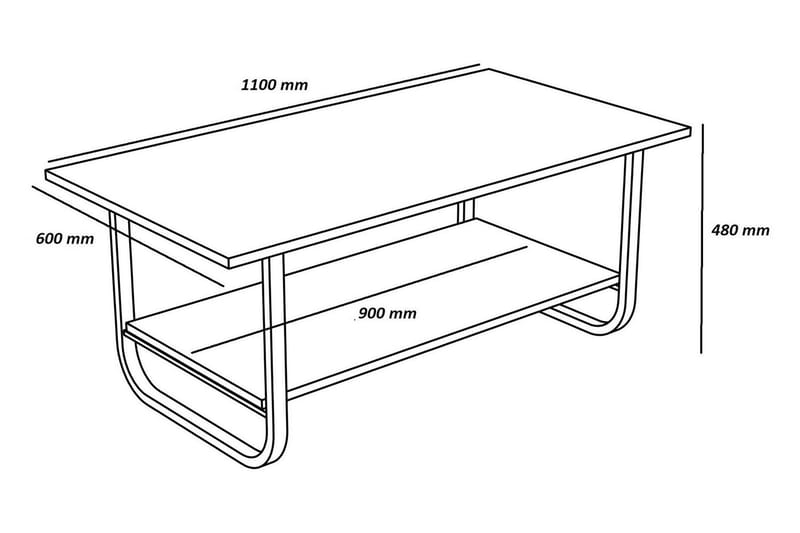 Hejde Soffbord 110 cm med Förvaring Hylla - Brun/Svart - Möbler - Bord & matgrupper - Soffbord