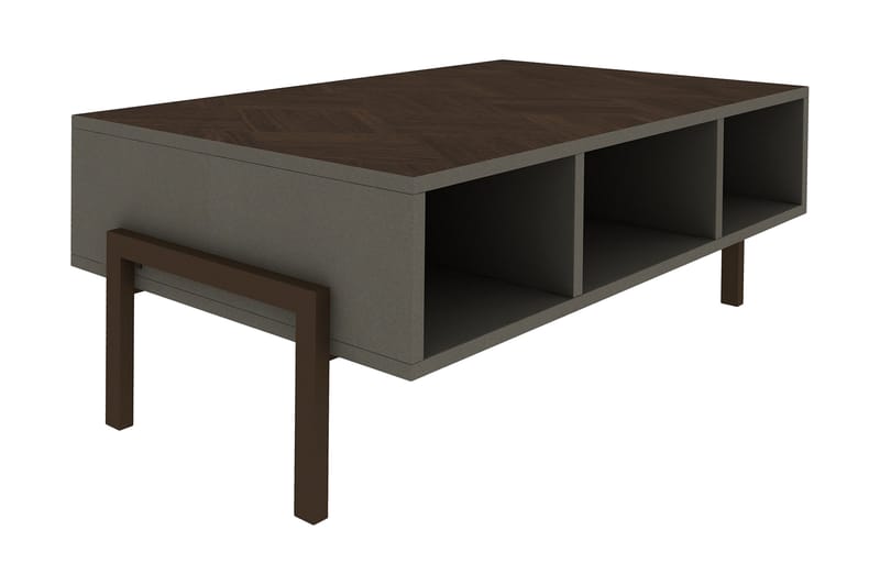 Hejde Soffbord 90 cm med Förvaring Hyllor - Grå/Brun - Möbler - Bord & matgrupper - Kontorsbord - Skrivbord
