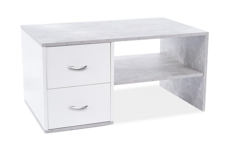 Helenia Soffbord 100 cm med Förvaring 2 Lådor + Hylla - Betonggrå/Vit - Möbler - Bord & matgrupper - Soffbord