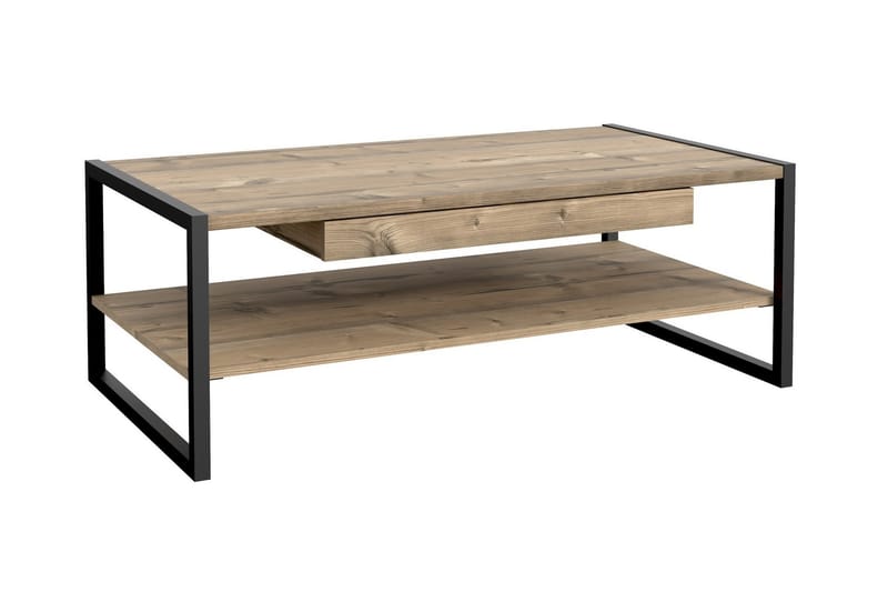 Holmeswood Soffbord 111 cm med Förvaring Hylla + Låda - Brun/Grå - Möbler - Bord & matgrupper - Soffbord