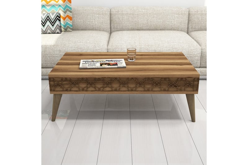 Hovdane Soffbord 105 cm med Förvaring Hylla Kedjemönster - Mörkbrun - Möbler - Bord & matgrupper - Soffbord