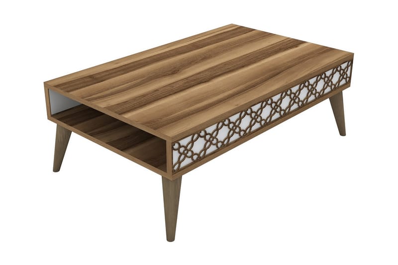 Hovdane Soffbord 105 cm med Förvaring Hylla Kedjemönster - Valnötsbrun/Vit - Möbler - Bord & matgrupper - Soffbord