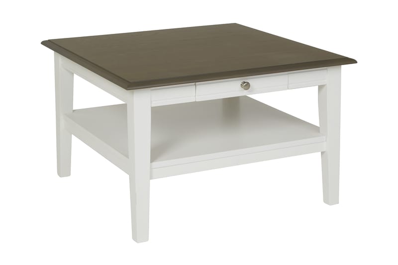 Iselin Soffbord 80 cm med Förvaring Hylla + Låda - Grå/Vit - Möbler - Bord & matgrupper - Soffbord