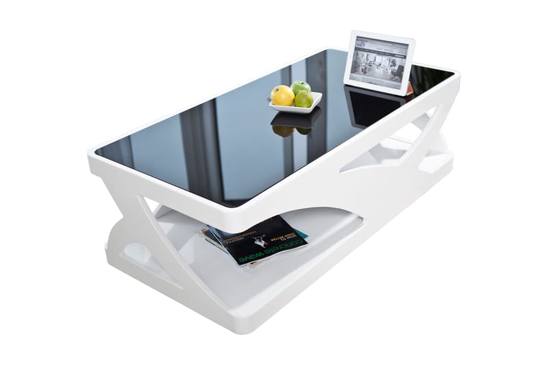 Kadziai Soffbord 120 cm med Förvaring Hylla - Glas/Vit/Svart - Möbler - Bord & matgrupper - Sminkbord & toalettbord