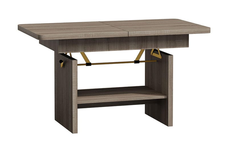 Kanej Soffbord 116 cm Höj- och Sänkbar med Förvaring Hylla - Beige/Grå - Möbler - Bord & matgrupper - Soffbord