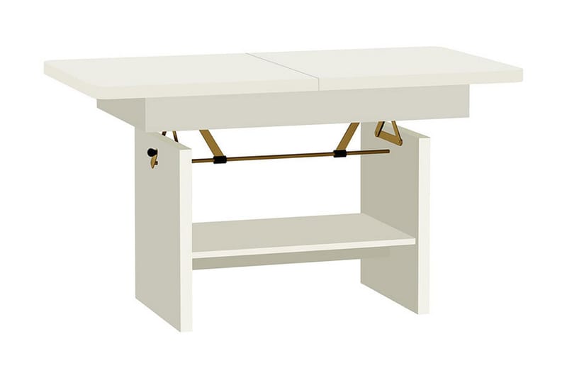 Kanej Soffbord 116 cm Höj- och Sänkbar med Förvaring Hylla - Vit - Möbler - Bord & matgrupper - Soffbord