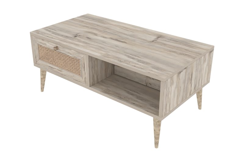 Karosta Soffbord 97 cm med Förvaring Hylla + 2 Lådor - Natur - Möbler - Bord & matgrupper - Soffbord