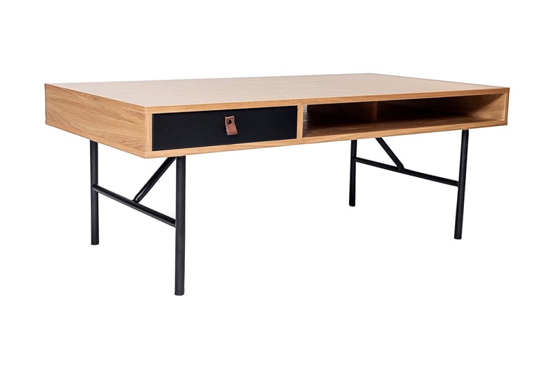 Koios Soffbord 117 cm med Förvaring Hylla + Låda - Natur/Svart - Möbler - Bord & matgrupper - Soffbord
