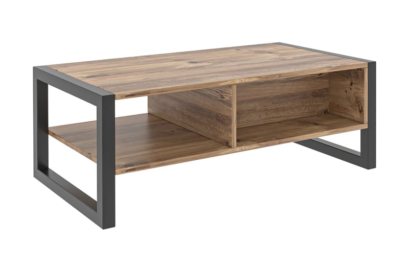 Kura Soffbord 105 cm med Förvaring Låda + Hylla - Trä/Natur/Svart - Möbler - Bord & matgrupper - Soffbord