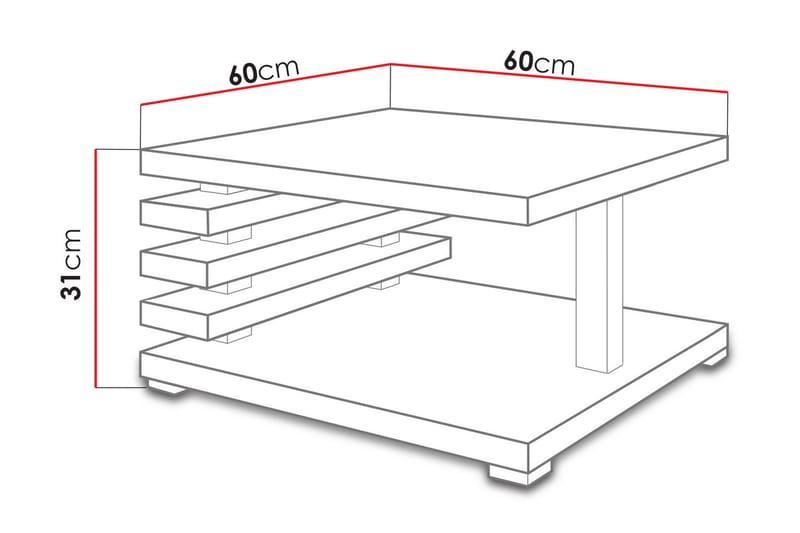Kyoto Soffbord 60 cm med Förvaring Hylla - Svart - Möbler - Bord & matgrupper - Soffbord