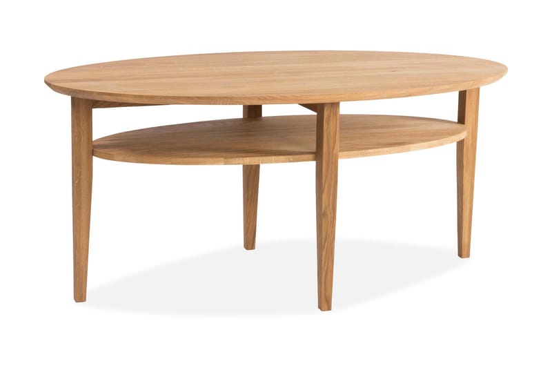 Laurelville Soffbord 130 cm Ovalt med Förvaring Hylla - Ek - Möbler - Bord & matgrupper - Soffbord