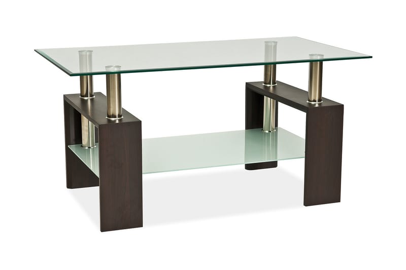 Lissana II Soffbord 110 cm med Förvaring Hylla - Glas/Mörk Natur - Möbler - Bord & matgrupper - Soffbord