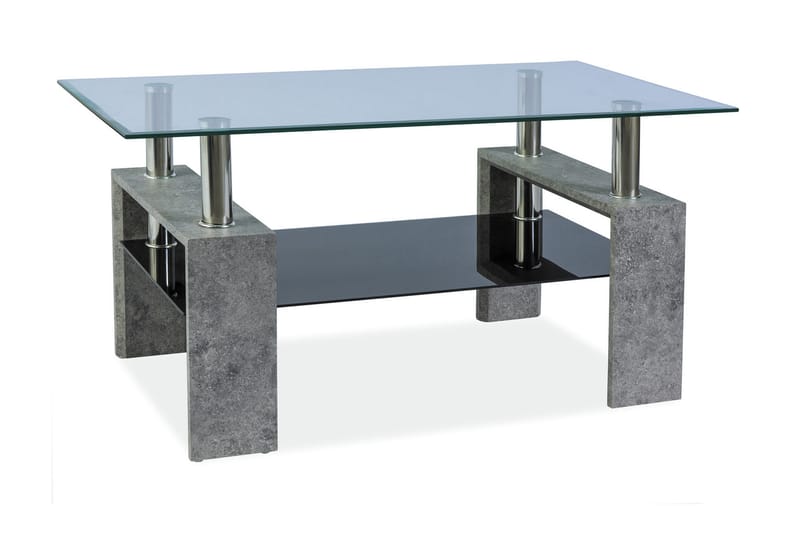 Lissana II Soffbord 110 cm med Förvaring Hylla - Glas/Mörkgrå - Möbler - Bord & matgrupper - Soffbord
