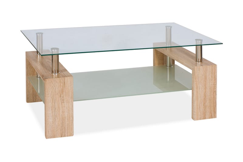 Lissana II Soffbord 110 cm med Förvaring Hylla - Glas/Natur - Möbler - Bord & matgrupper - Soffbord