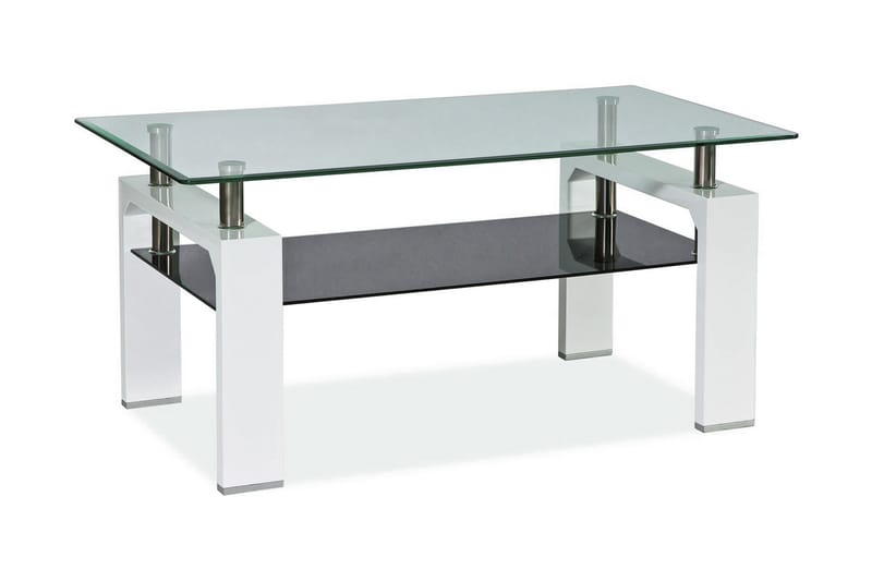 Lissana II Soffbord 110 cm med Förvaring Hylla - Glas/Vit - Möbler - Bord & matgrupper - Soffbord