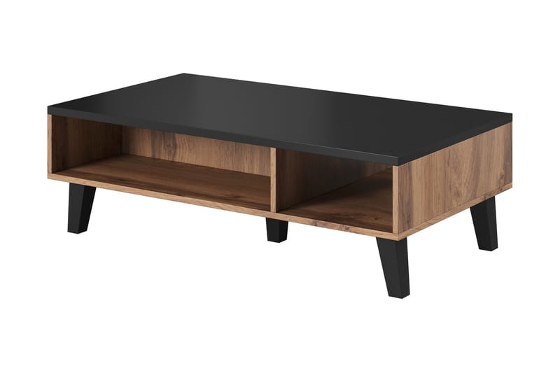 Lottana Soffbord 110 cm med Förvaring Hyllor - Ekfärg/Mattsvart - Möbler - Bord & matgrupper - Soffbord