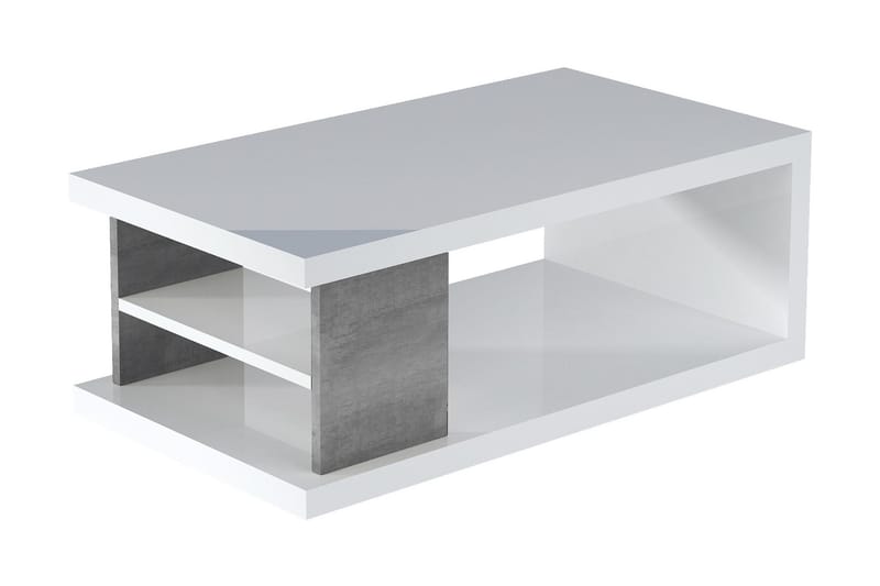 Lukan Soffbord 110 cm med Förvaring Hyllor - Betonggrå/Vit - Möbler - Bord & matgrupper - Soffbord