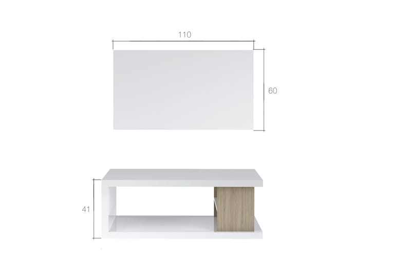 Lukan Soffbord 110 cm med Förvaring Hyllor - Betonggrå/Vit - Möbler - Bord & matgrupper - Soffbord