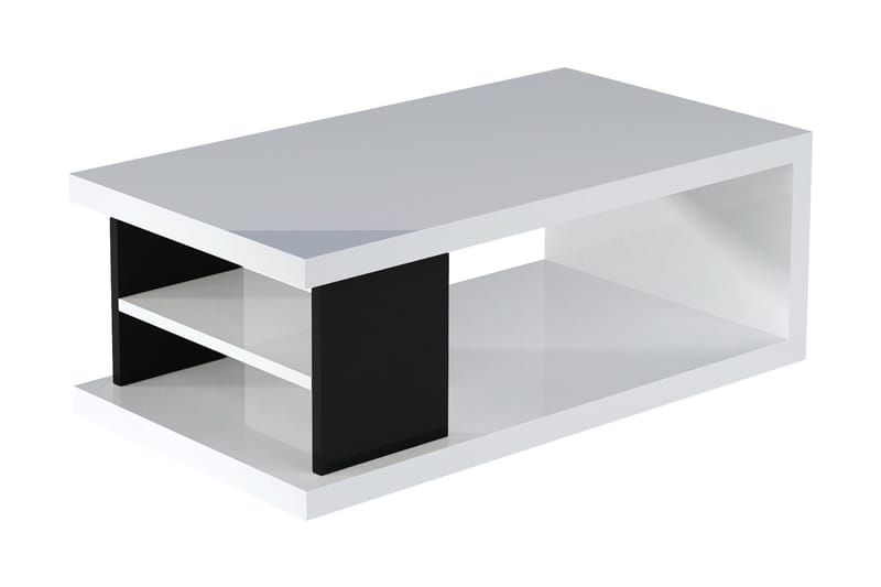 Lukan Soffbord 110 cm med Förvaring Hyllor - Vit/Svart - Möbler - Bord & matgrupper - Soffbord