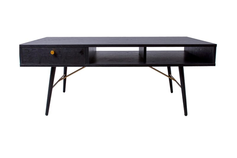 Luxem Soffbord 115 cm med Förvaring Låda + Hylla - Svart/Koppar - Möbler - Bord & matgrupper - Soffbord