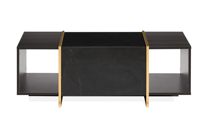 Mardon Soffbord 104 cm med Förvaring Lådor + Hyllor - Svart/Guld - Möbler - Bord & matgrupper - Soffbord