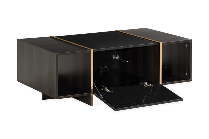 Mardon Soffbord 104 cm med Förvaring Lådor + Hyllor - Svart/Guld - Möbler - Bord & matgrupper - Soffbord