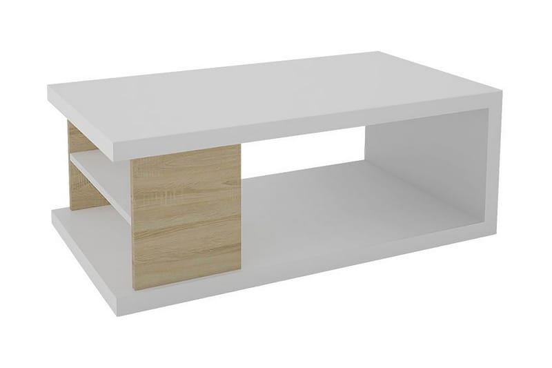 Massana Soffbord 110 cm med Förvaring Hyllor - Vit/Natur - Möbler - Bord & matgrupper - Avlastningsbord - Brickbord & småbord