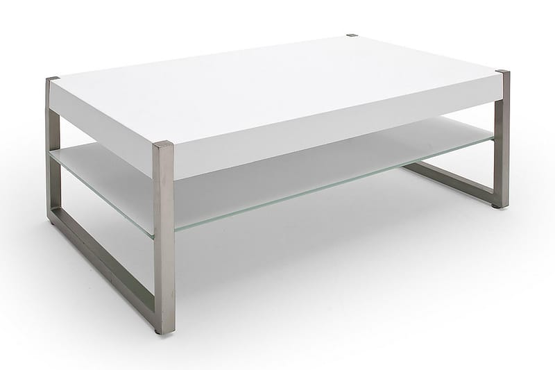 Miggel Soffbord 105 cm med Förvaring Hylla - Glas/Vit/Krom - Möbler - Bord & matgrupper - Soffbord