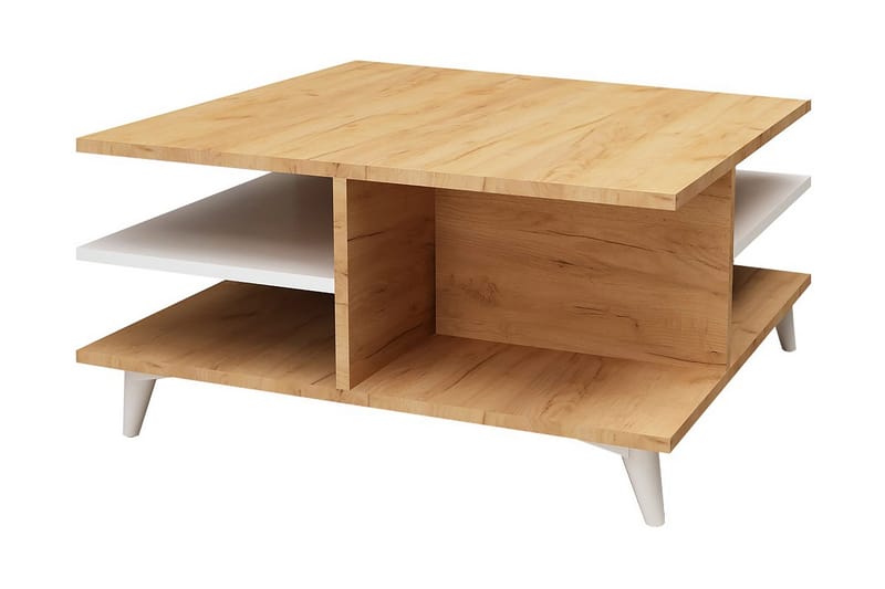 Mod Design Soffbord 80 cm med Förvaring Hyllor - Trä/Vit - Möbler - Bord & matgrupper - Soffbord