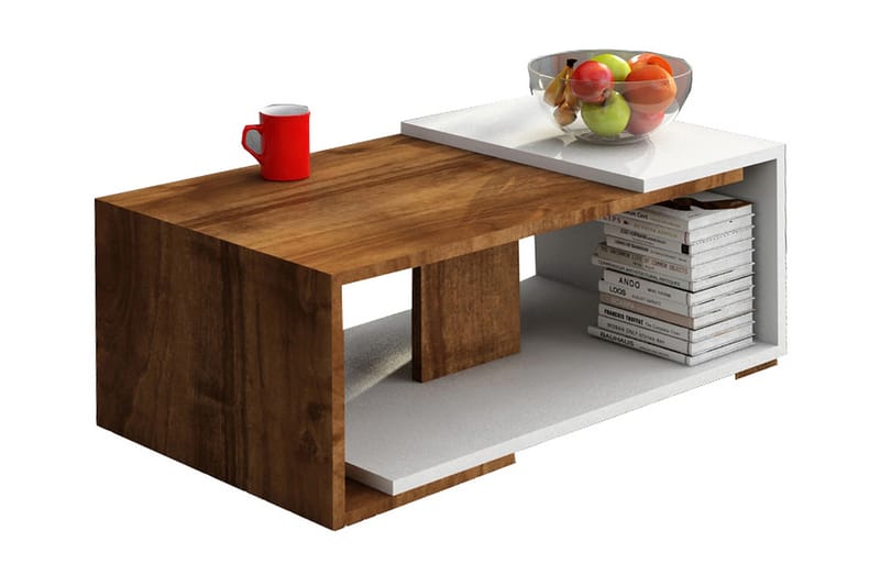 Momodern Soffbord 70 cm med Förvaring Hylla - Vit/Valnötsbrun - Möbler - Bord & matgrupper - Soffbord