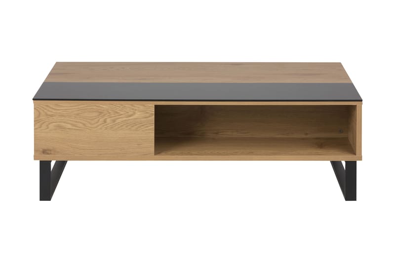 Muriel Förlängingsbart Soffbord 110 cm med Förvaring Hylla - Glas/Ekfärg/Svart - Möbler - Bord & matgrupper - Soffbord