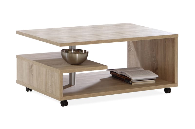 Nabinger Soffbord 105 cm med Förvaring Hyllor på Hjul - Brun - Möbler - Bord & matgrupper - Soffbord