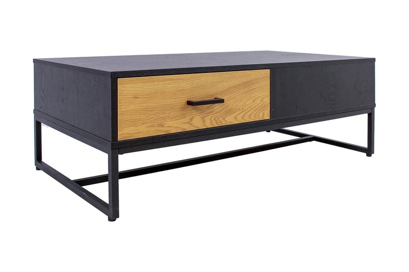 Nauerna Soffbord 110 cm med Förvaring 2 Lådor - Ekfärg/Svart - Möbler - Bord & matgrupper - Soffbord