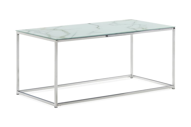 Nelly Soffbord 100 cm Marmormönster - Glas/Vit/Krom - Möbler - Bord & matgrupper - Soffbord