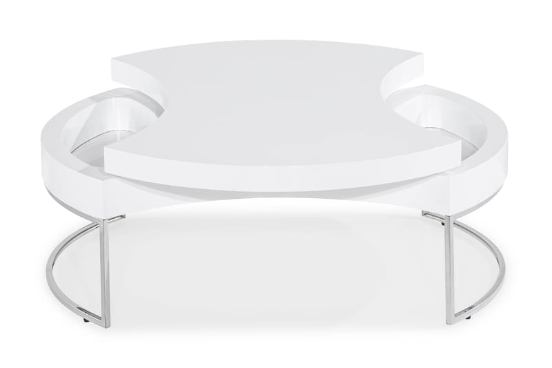 Nico Soffbord 110 cm Ovalt - Vit Högglans/Silver - Möbler - Bord & matgrupper - Soffbord