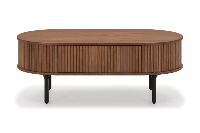 Noira Soffbord 118 cm Ovalt med Förvaring Låda - Massiv Valnöt/Svart - Möbler - Bord & matgrupper - Matbord & köksbord