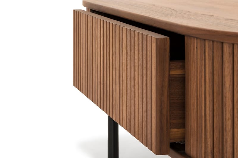 Noira Soffbord 118 cm Ovalt med Förvaring Låda - Massiv Valnöt/Svart - Möbler - Bord & matgrupper - Soffbord