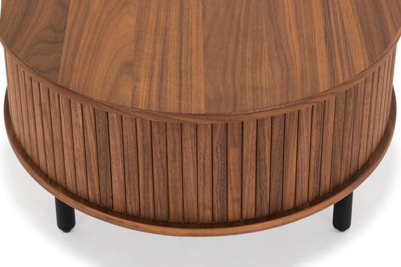 Noira Soffbord 118 cm Ovalt med Förvaring Låda - Massiv Valnöt/Svart - Möbler - Bord & matgrupper - Soffbord