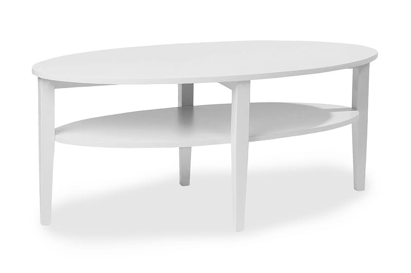Nybro Soffbord 120 cm Ovalt med Förvaring Hylla - Vit - Möbler - Bord & matgrupper - Avlastningsbord - Lampbord