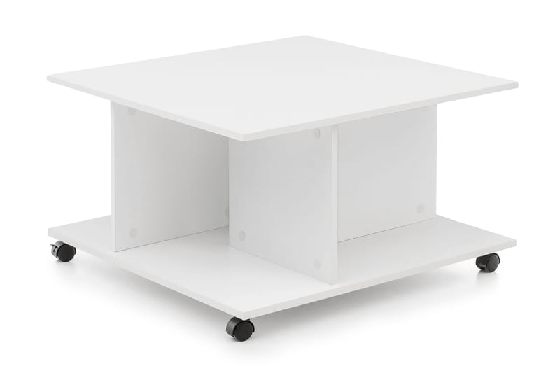 Omotayo Soffbord 74 cm med Förvaring Hyllor på Hjul - Vit - Möbler - Bord & matgrupper - Soffbord