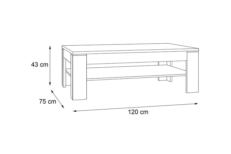 Perkhill Soffbord 120 cm med Förvaring Hylla - Vit - Möbler - Bord & matgrupper - Soffbord