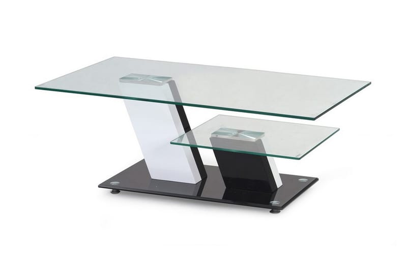 Perreira Soffbord 110 cm med Förvaring Hylla - Glas/Svart/Vit - Möbler - Bord & matgrupper - Soffbord