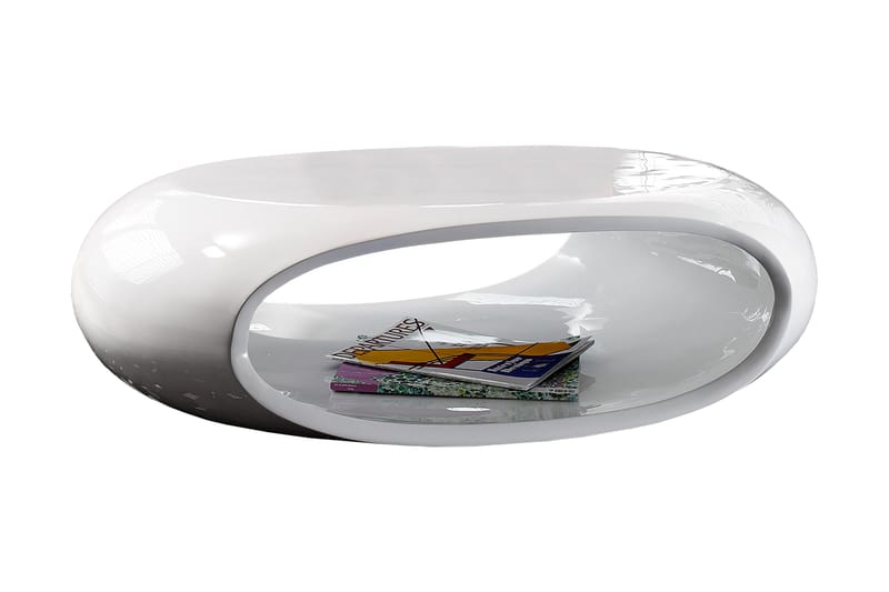 Popadak Soffbord 109 cm Ovalt med Förvaring Hylla - Glasfiber/Vit - Möbler - Bord & matgrupper - Soffbord
