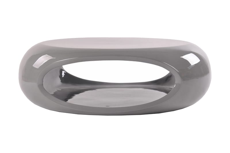 Popadak Soffbord 80 cm Ovalt med Förvaring Hyllor - Glasfiber/Vit Högglans/Svart - Möbler - Bord & matgrupper - Soffbord